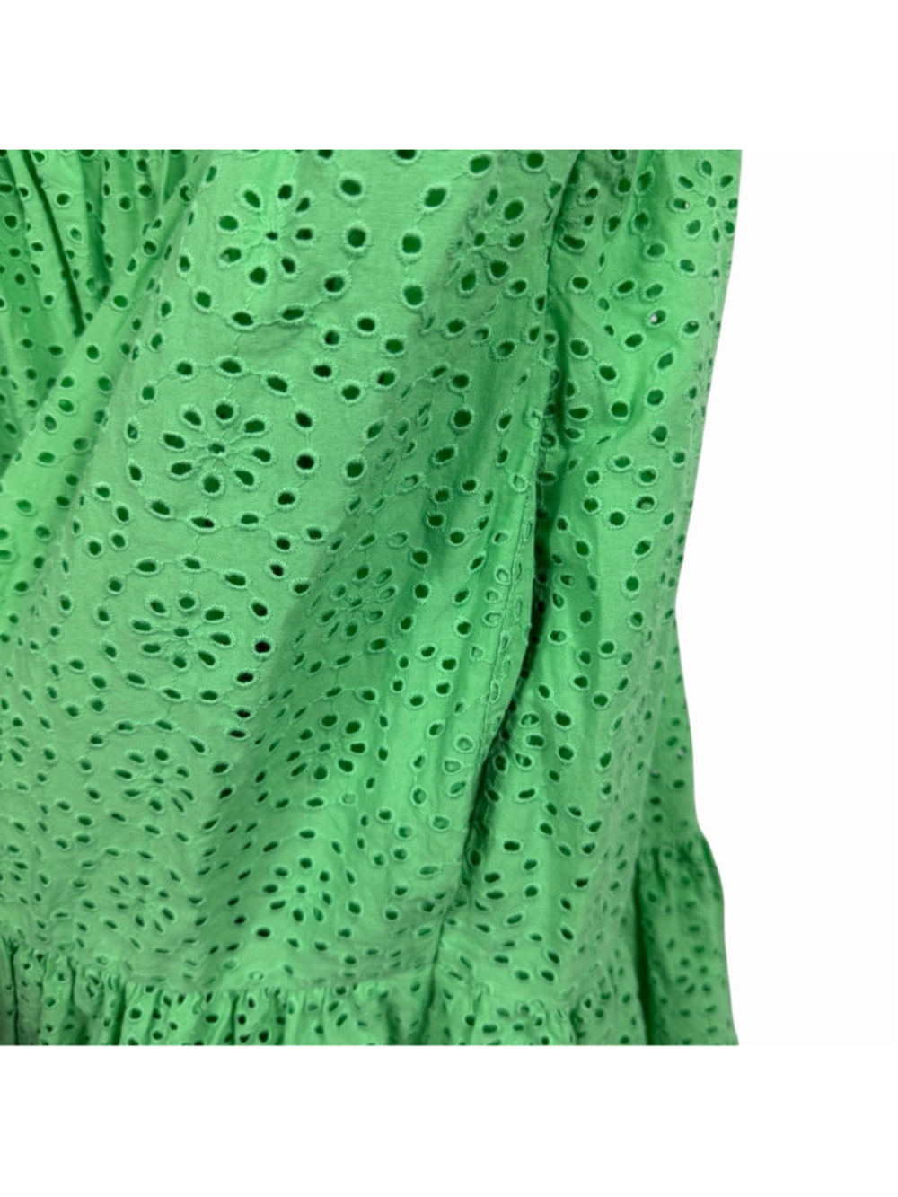 Lilly Pulitzer Eyelet Dress Green Smocked Ruffle Summer Boho Size Women's Size 4 - Picture 5 of 10